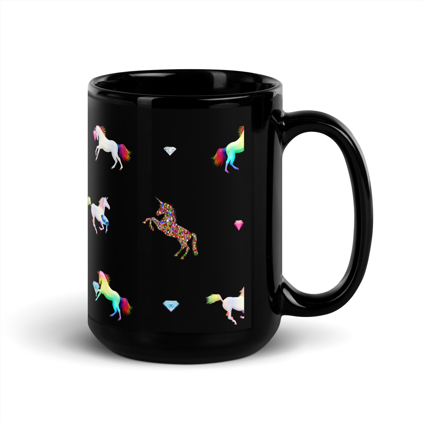 Unicorn Black Glossy Mug