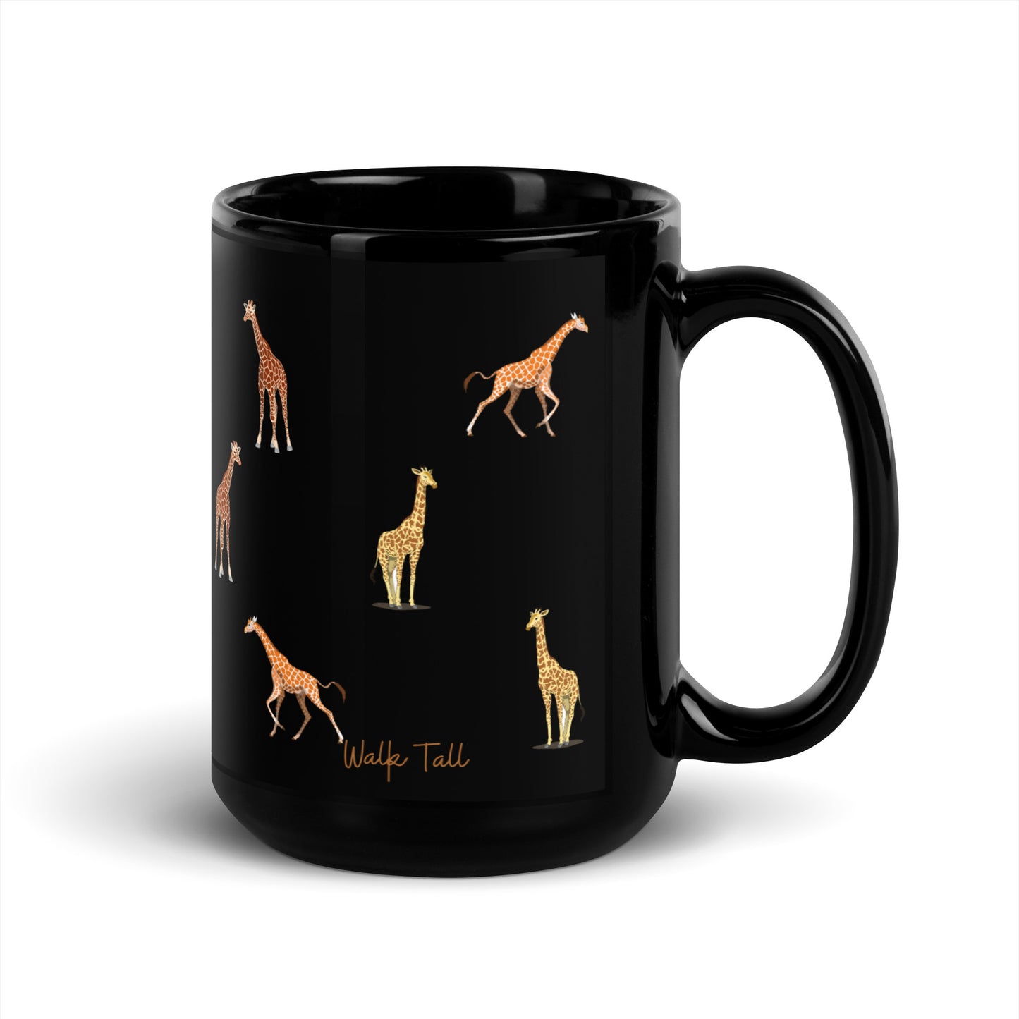 Giraffe Black Glossy Mug