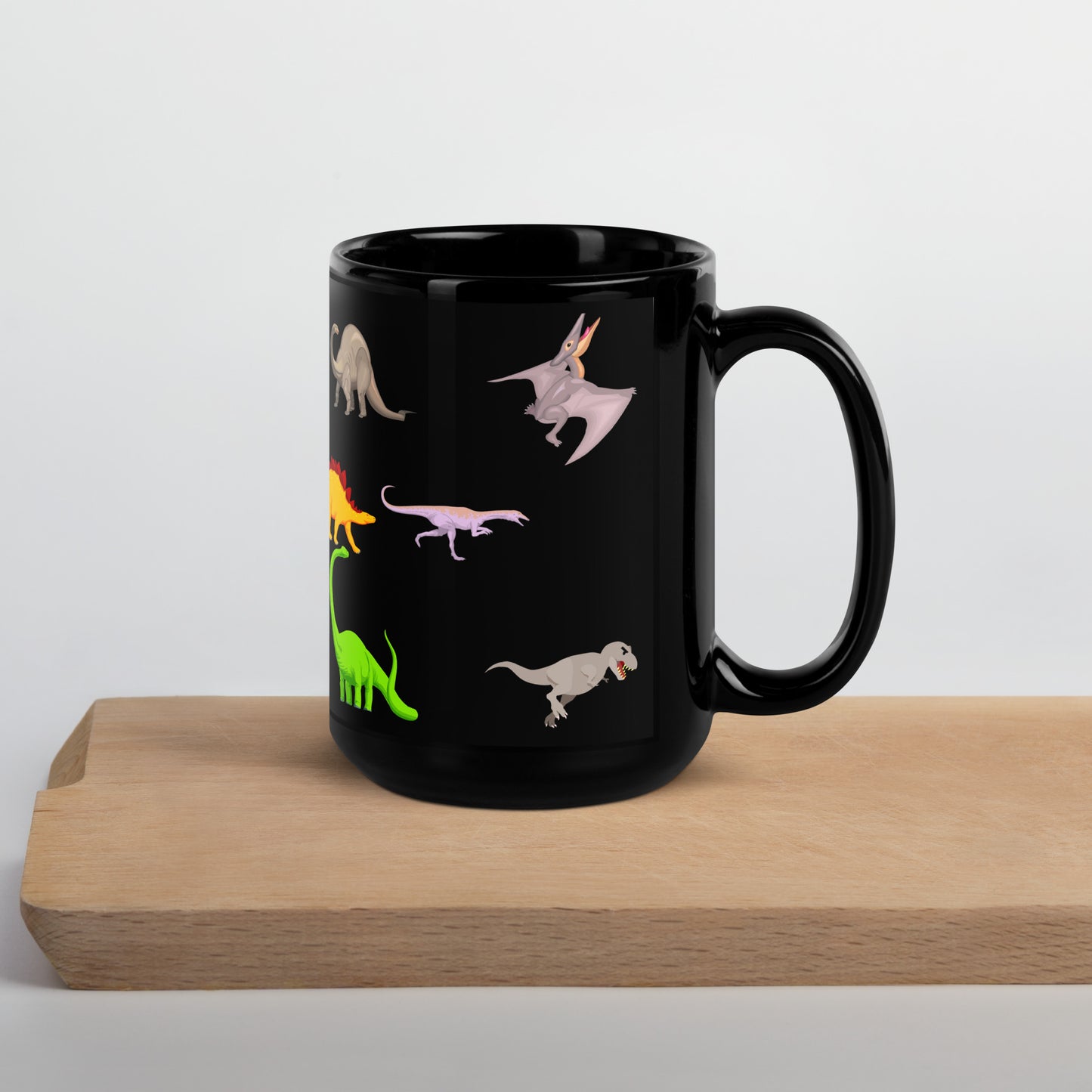 Dinosaur Black Glossy Mug