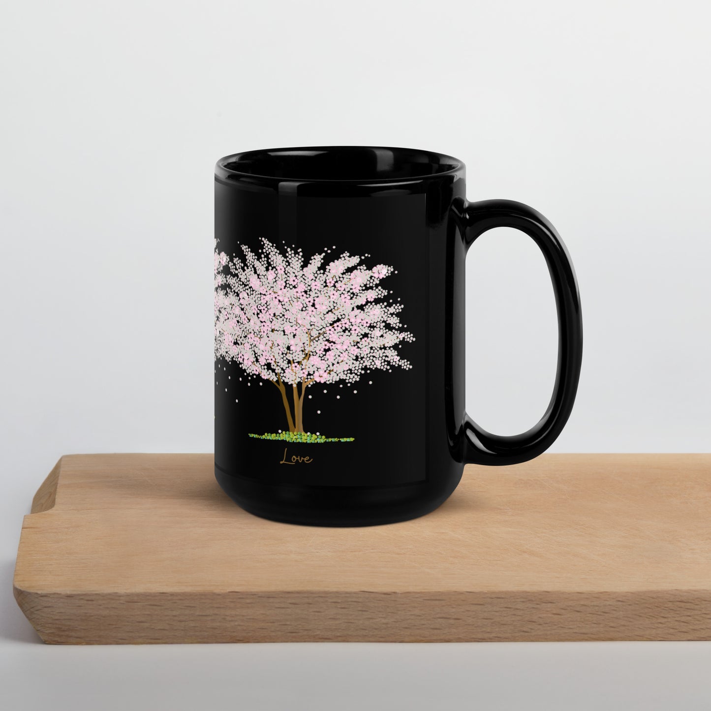 Faith Hope Love Black Glossy Mug