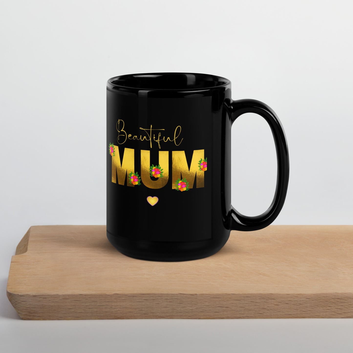 Beautiful Mum Black Glossy Mug