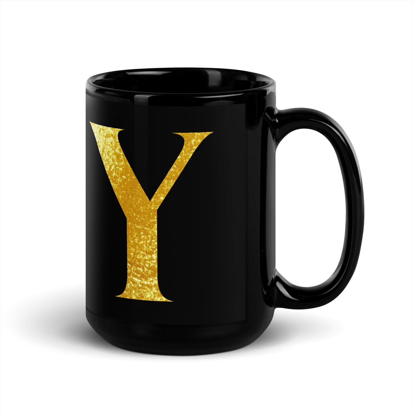 Monogram Y Black Glossy Mug