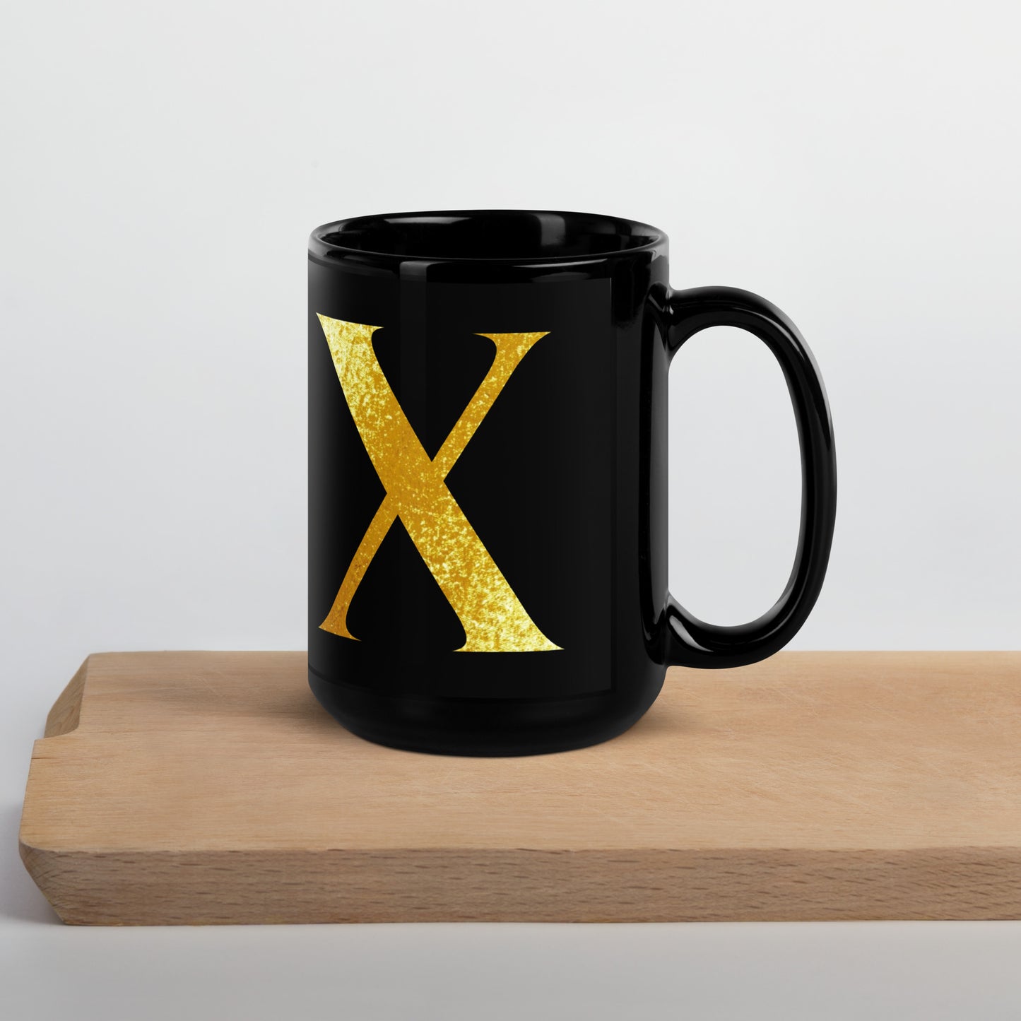 Monogram X Black Glossy Mug