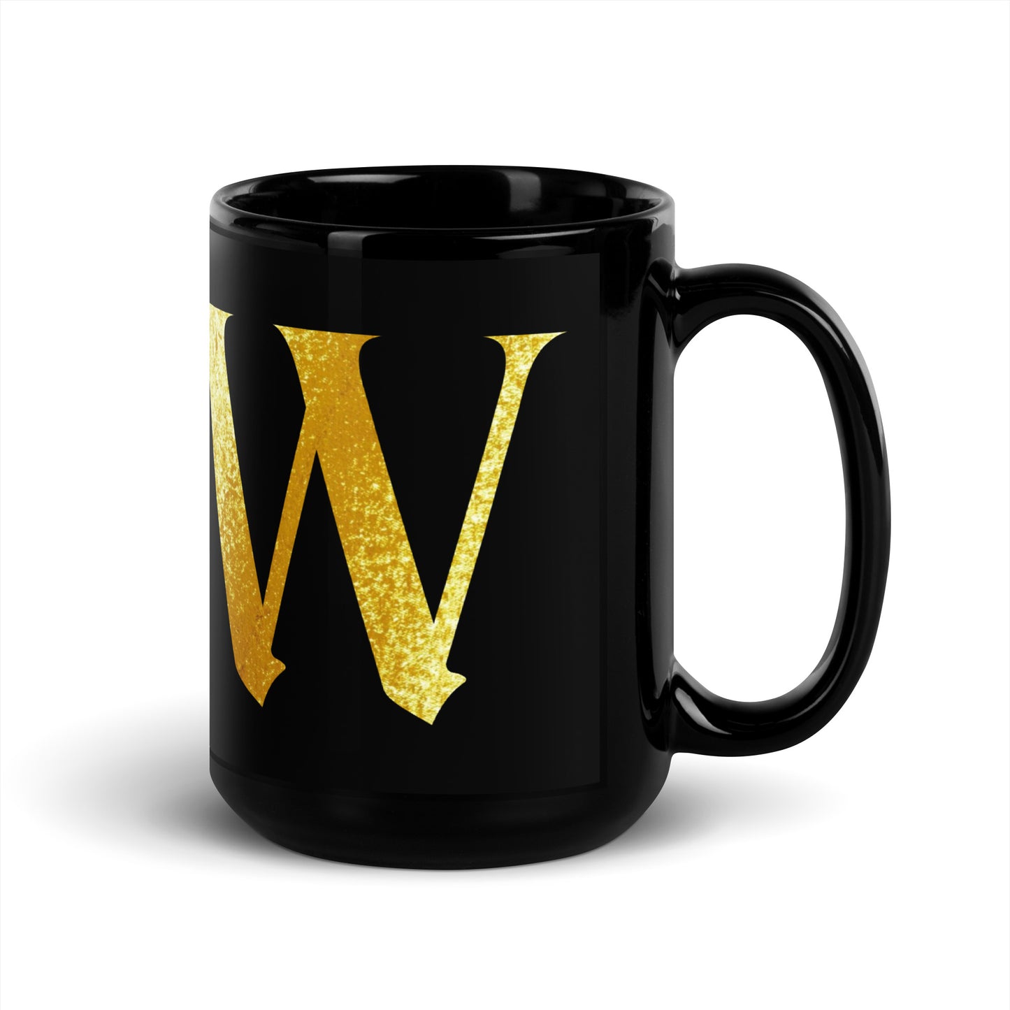 Monogram W Black Glossy Mug