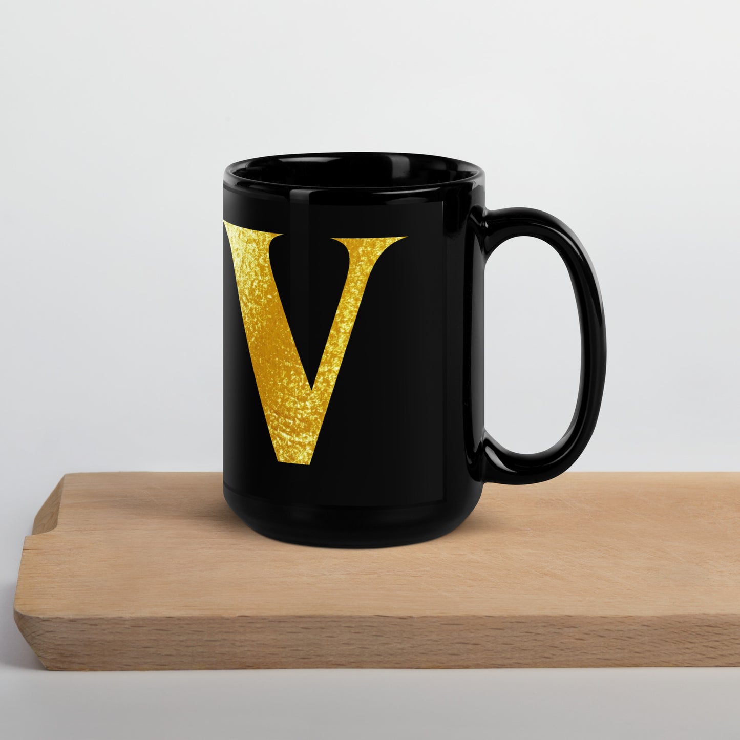 Monogram V Black Glossy Mug