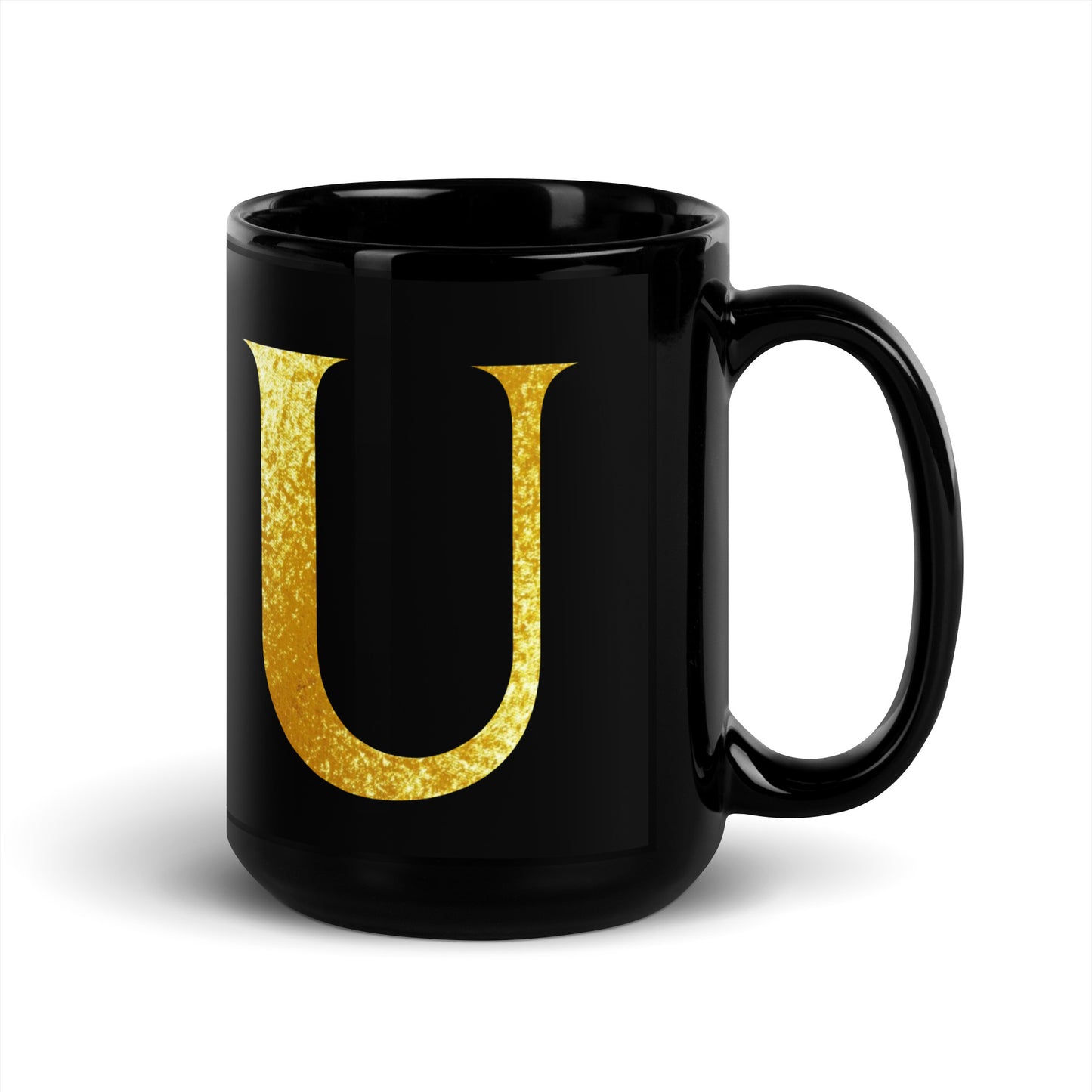 Monogram U Black Glossy Mug