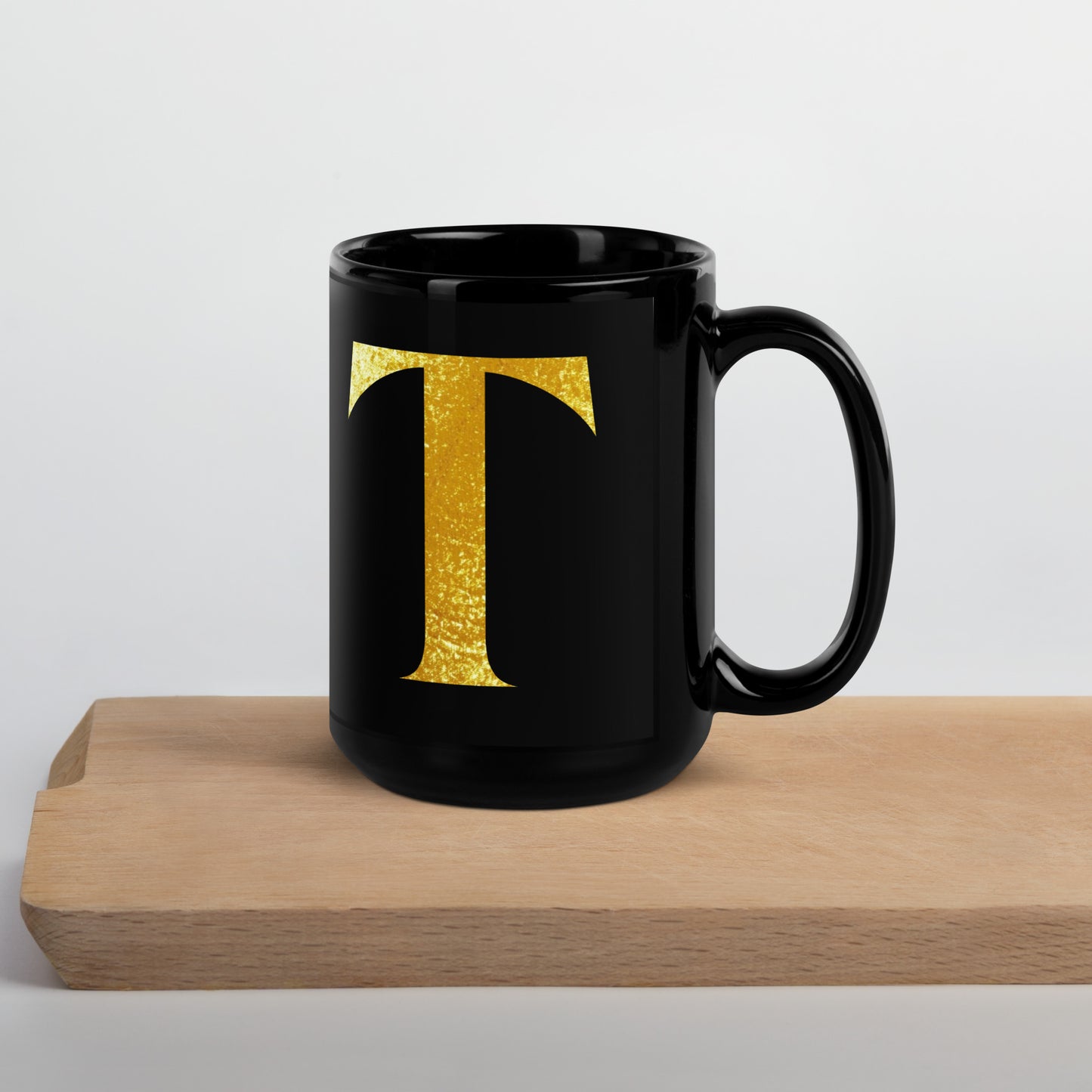 Monogram T Black Glossy Mug