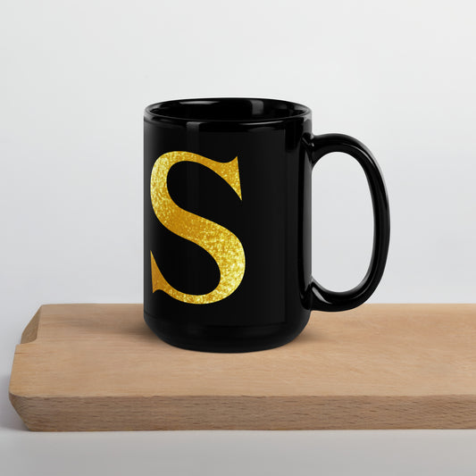 Monogram S Black Glossy Mug