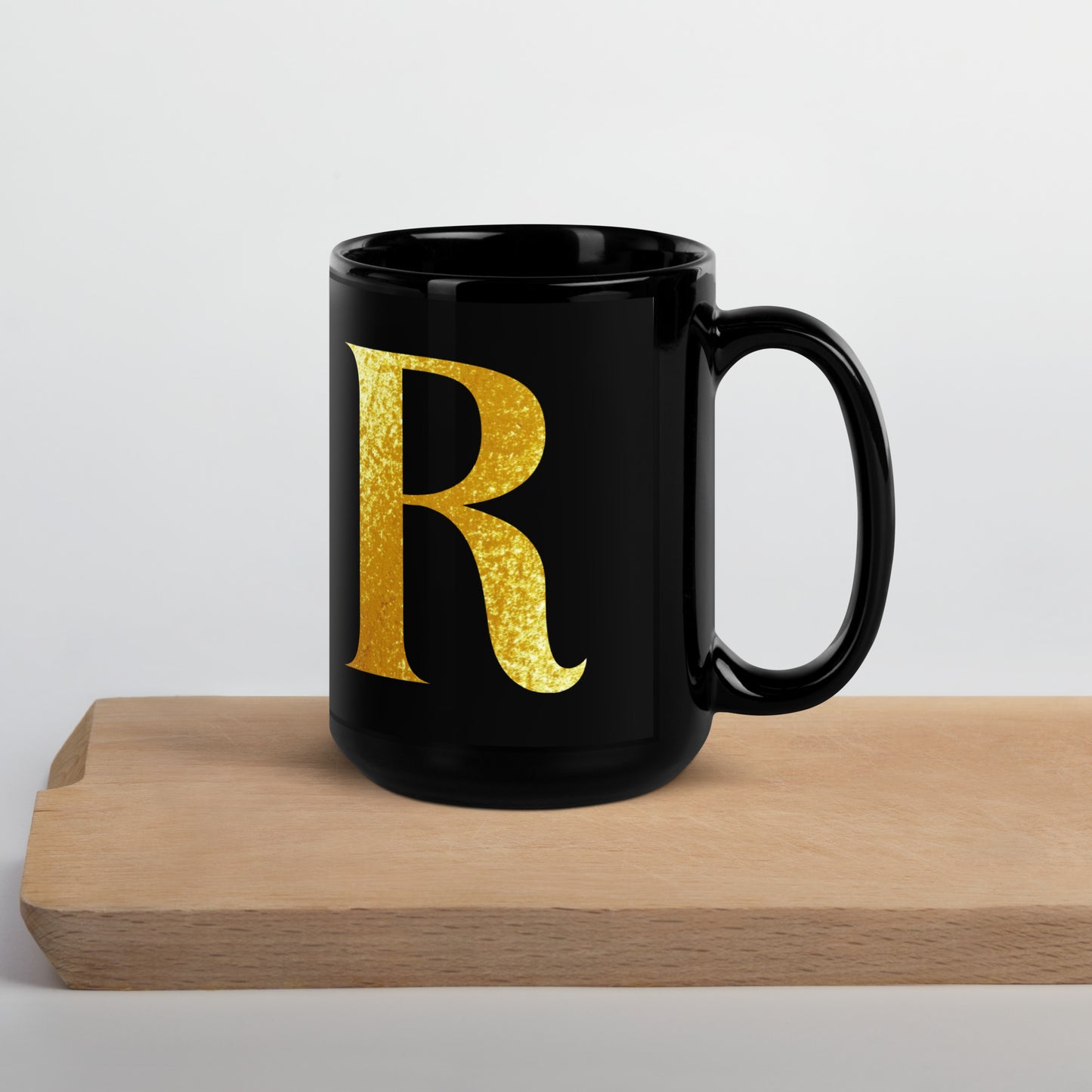 Monogram R Black Glossy Mug