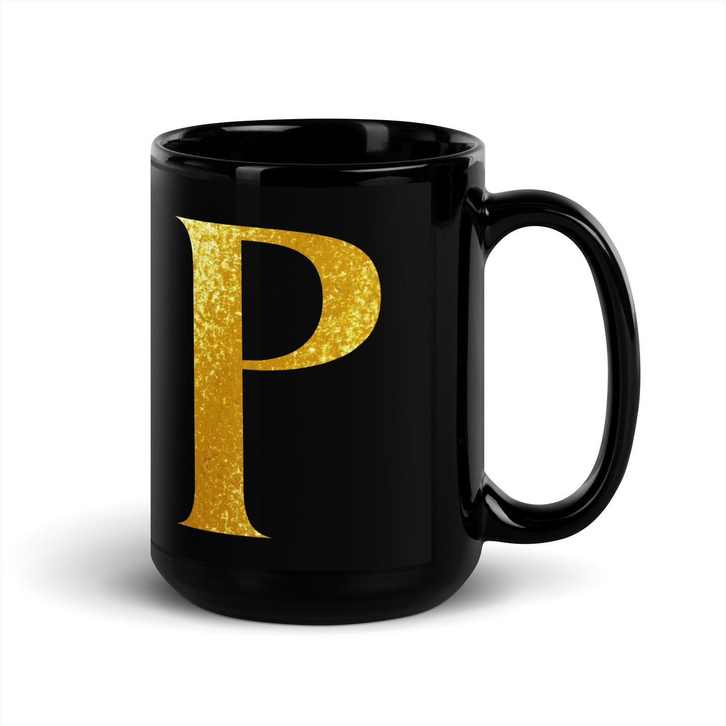 Monogram P Black Glossy Mug