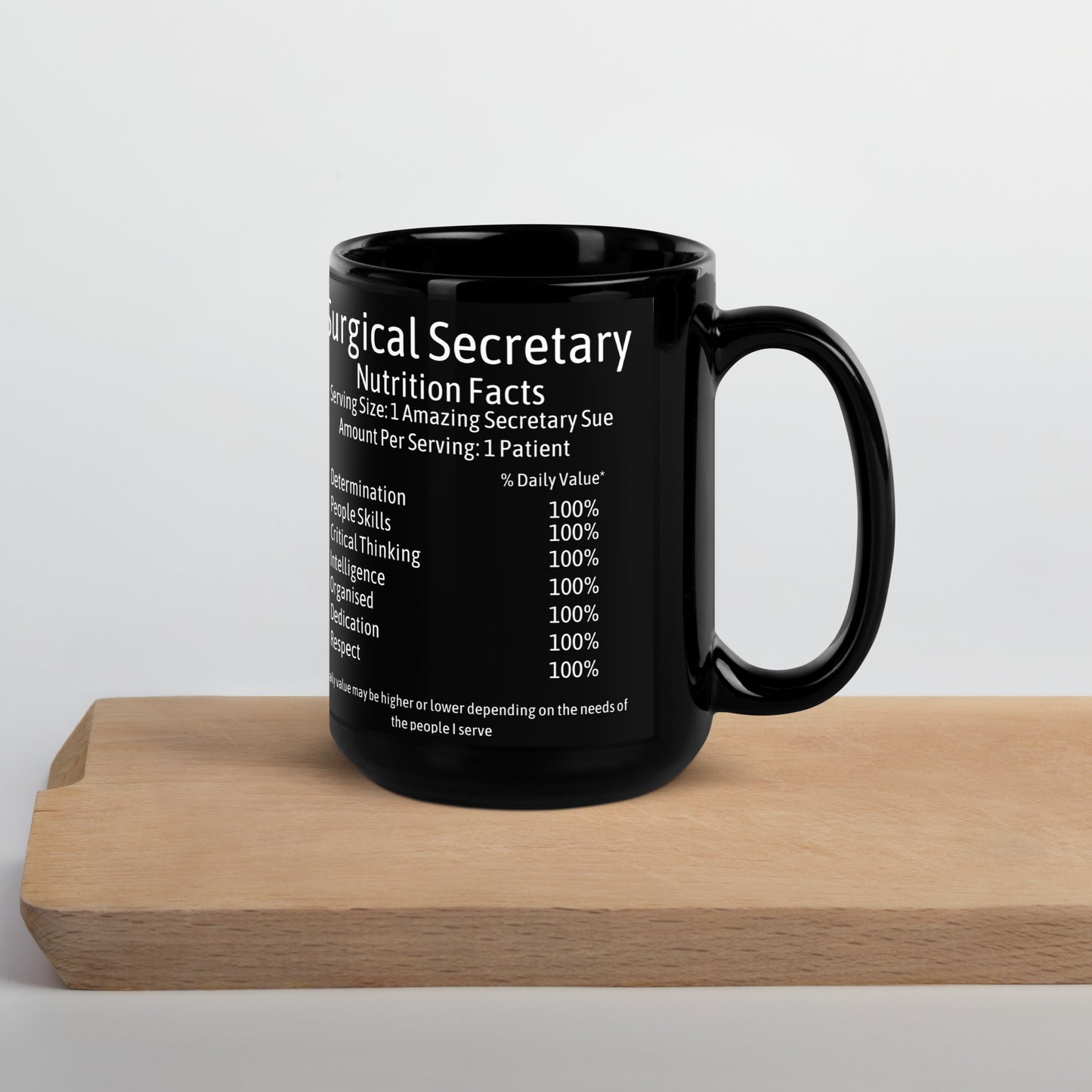 Personalised Surgical Secretary Black Glossy Mug