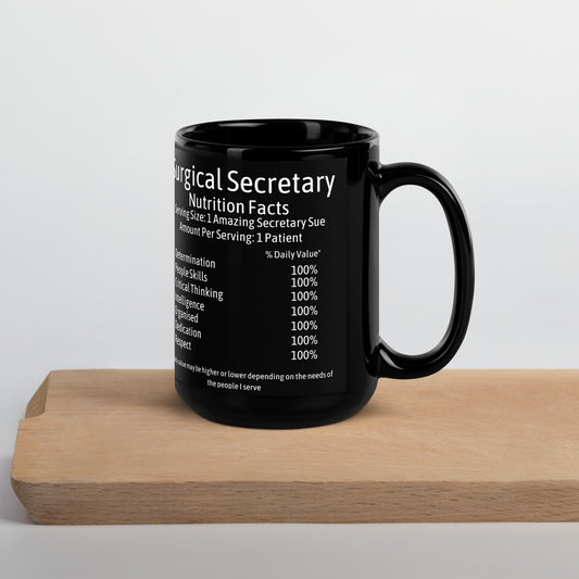 Personalised Surgical Secretary Black Glossy Mug