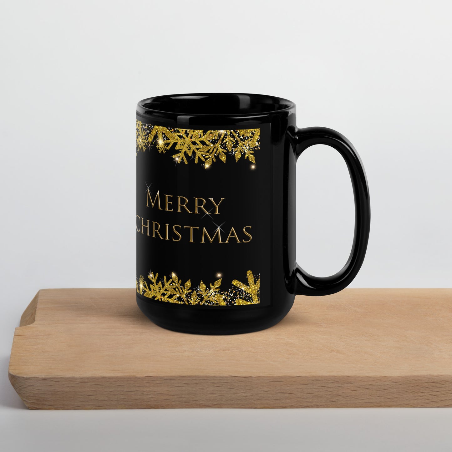 Merry Christmas Black Glossy Mug