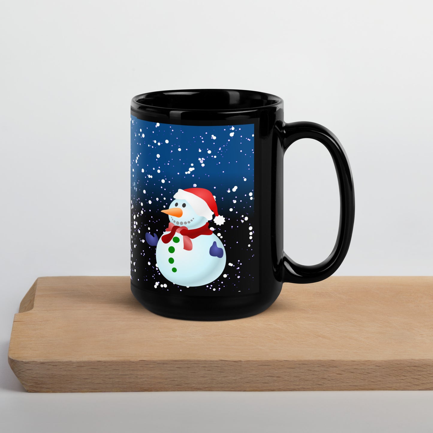 Snowman Black Glossy Mug