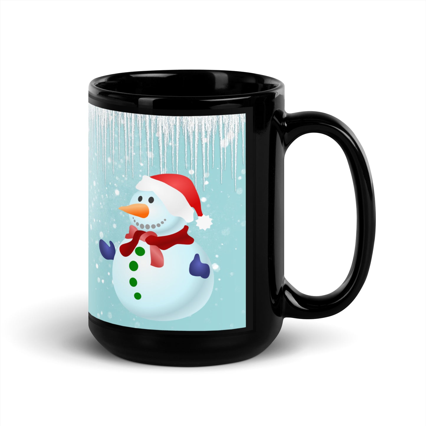 Ice Snowmen Black Glossy Mug