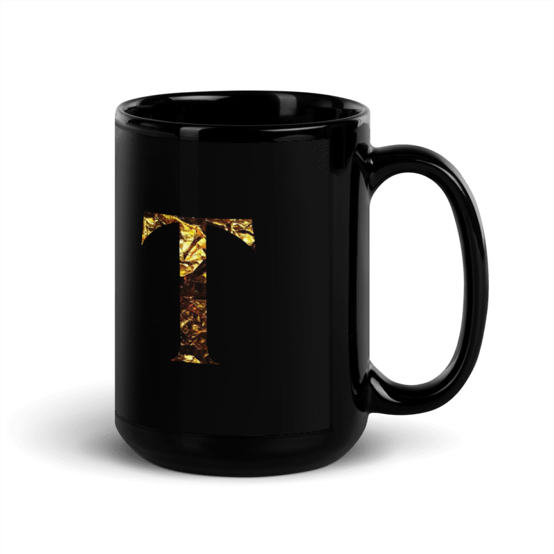 Monogram T Black Glossy Mug