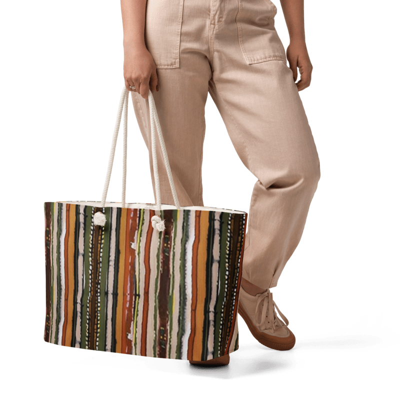 Brown Stripe Oversized weekender bag