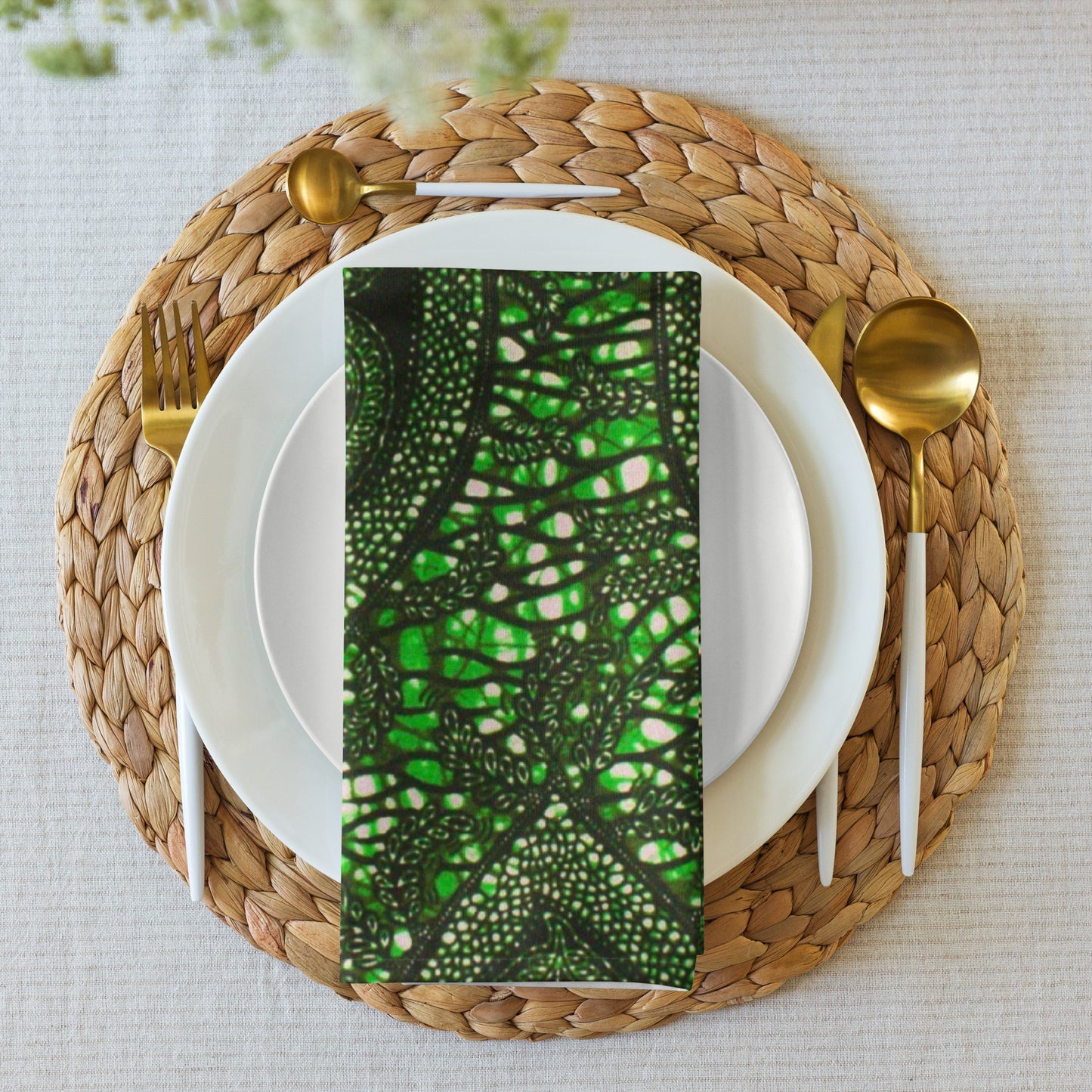 Green Peas Ankara Cloth Napkin Set