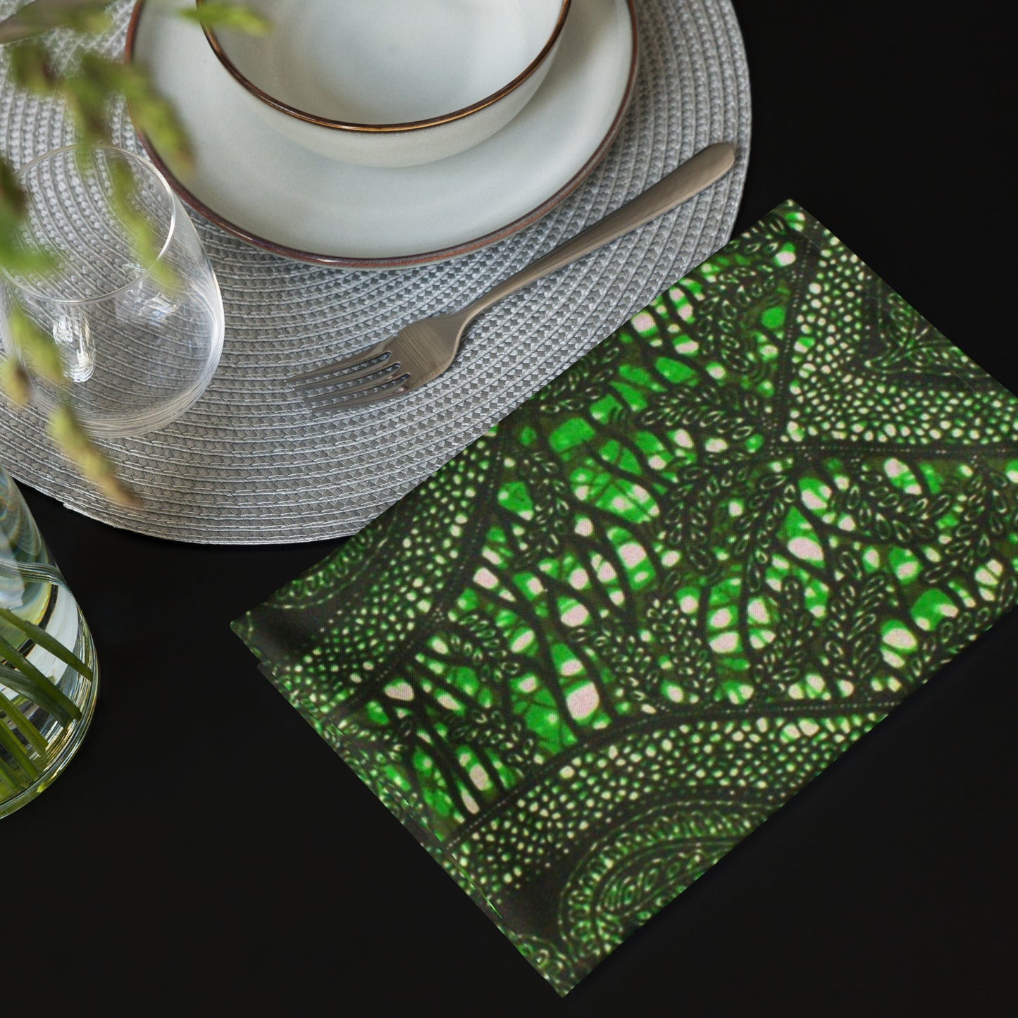 Green Peas Ankara Cloth Napkin Set