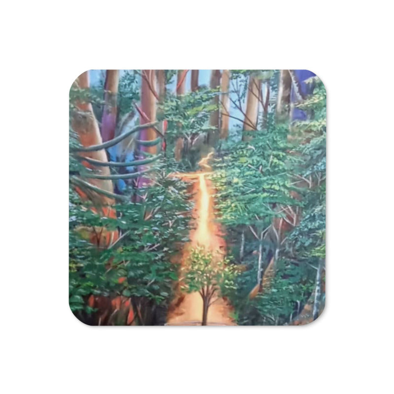 Lush Tropical Rain Forest Art Print Cork-back Coaster