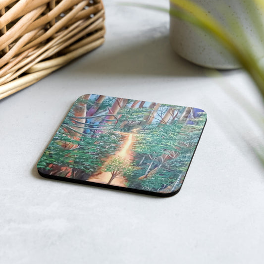 Lush Tropical Rain Forest Art Print Cork-back Coaster