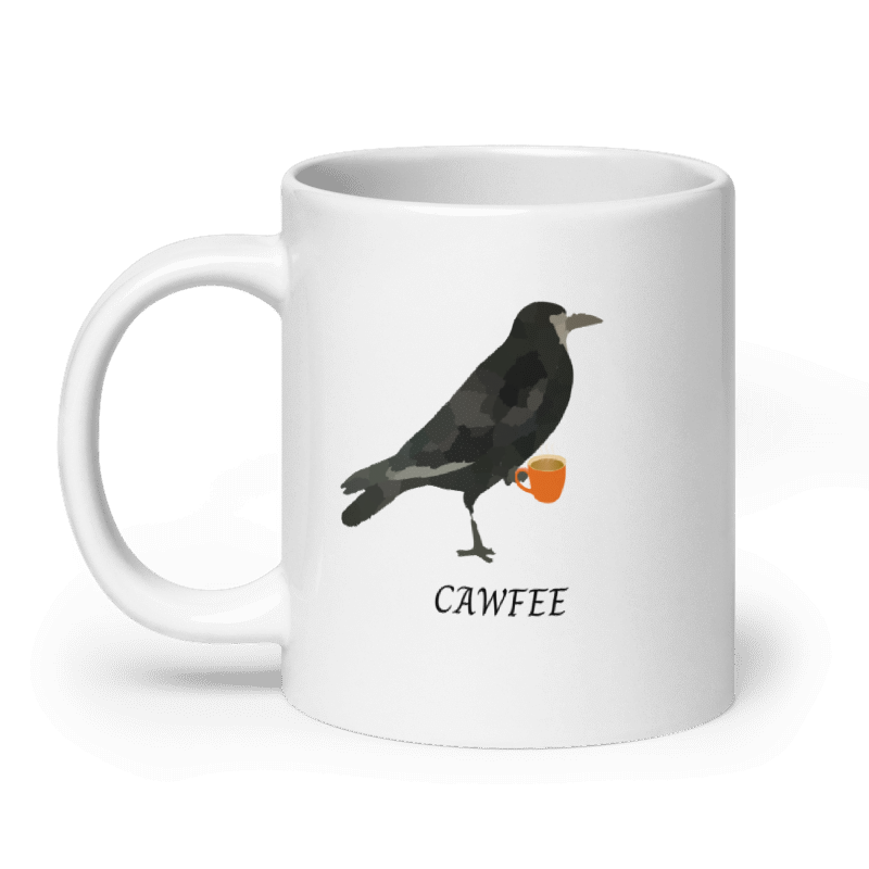 Cawfee 20oz White glossy mug