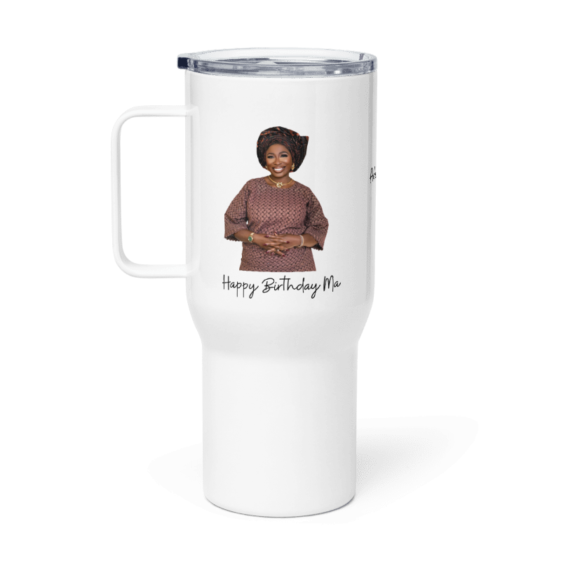 Personalised 50th Birthday Travel mug with a handle