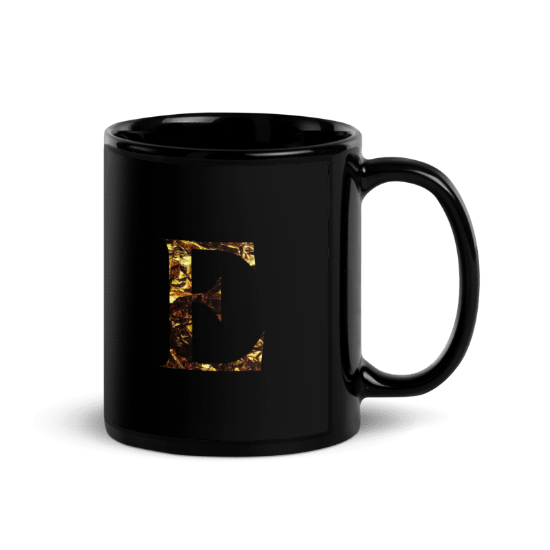 Monogram E Black Glossy Mug