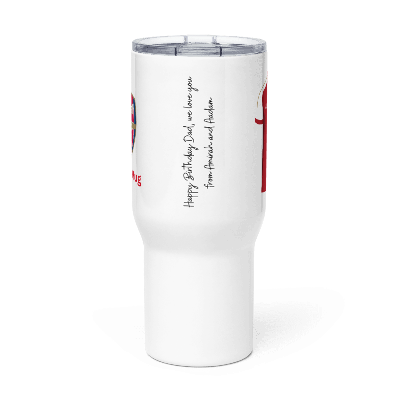Personalise Arsenal Fan Travel mug with a handle