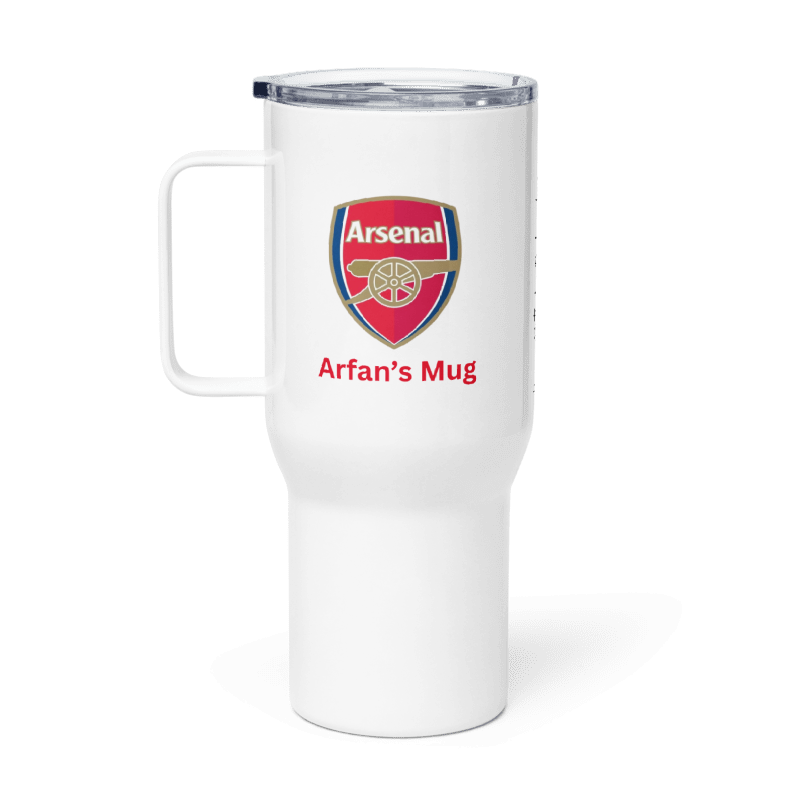 Personalise Arsenal Fan Travel mug with a handle