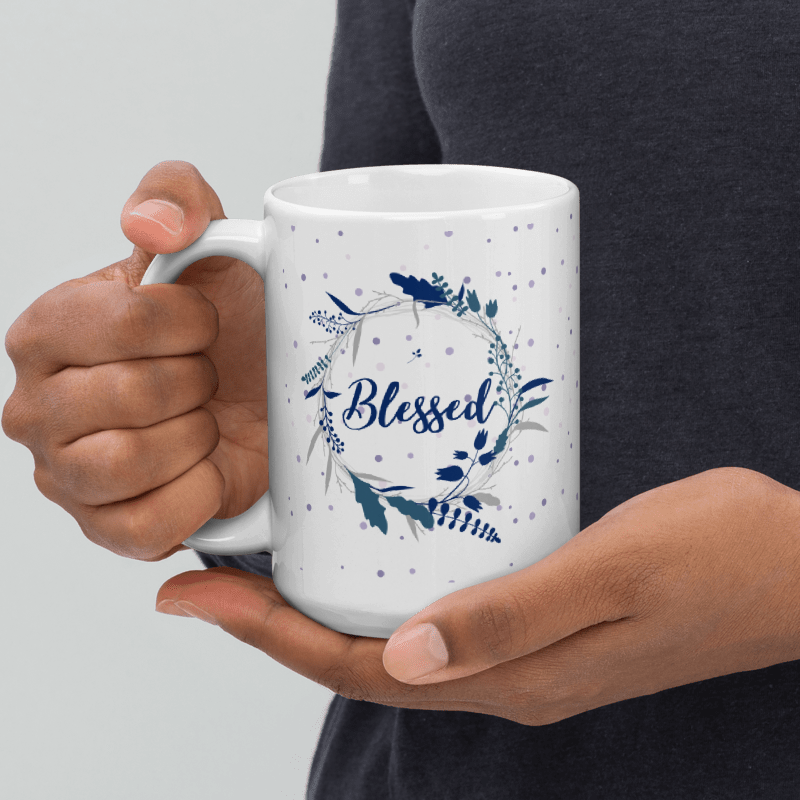 Blessed 15oz White glossy mug