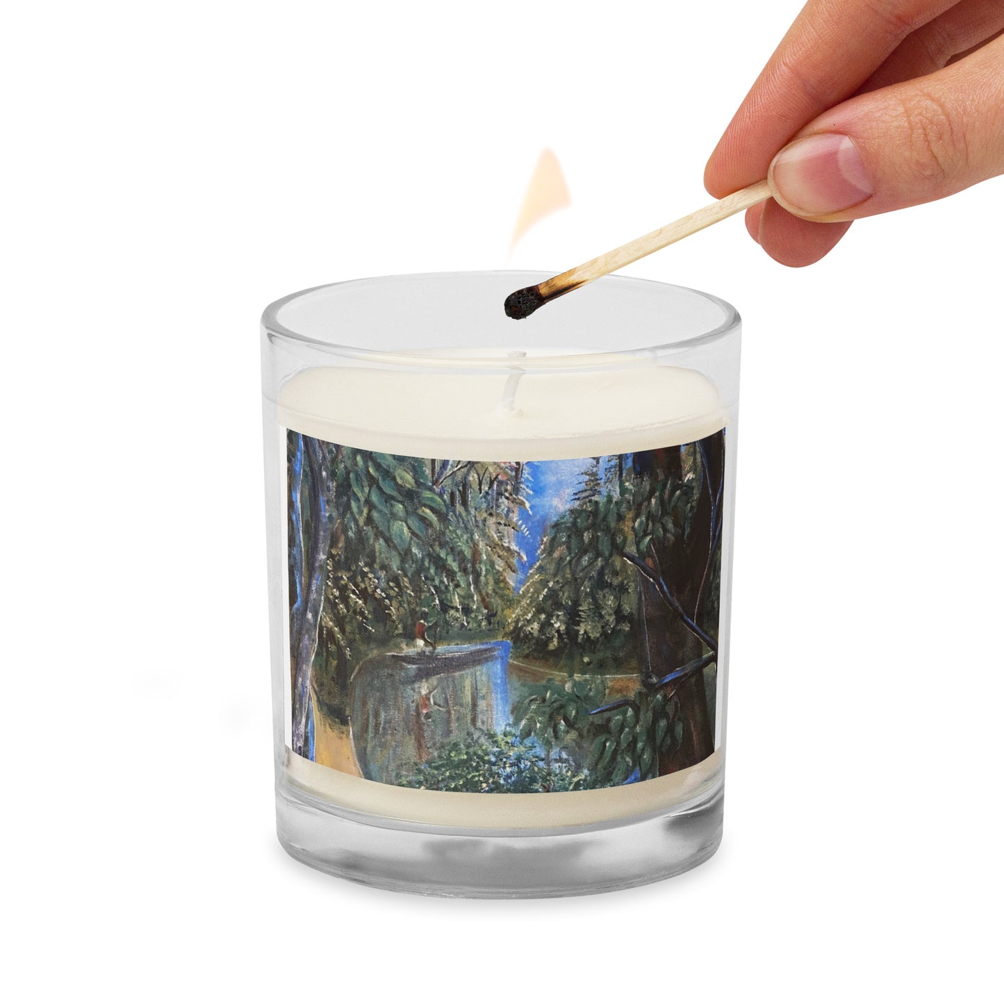 Canoeing In Lush Tropical Forest Art Print Candle