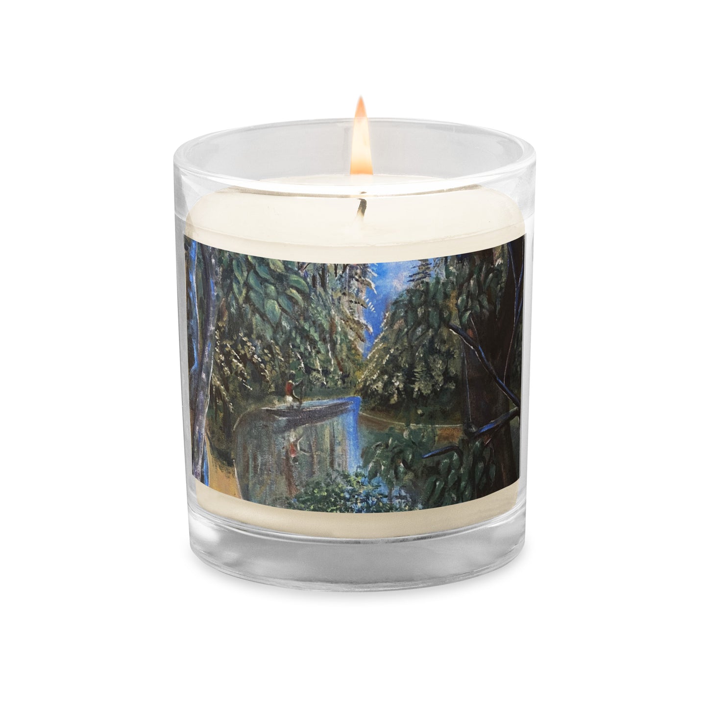 Canoeing In Lush Tropical Forest Art Print Candle