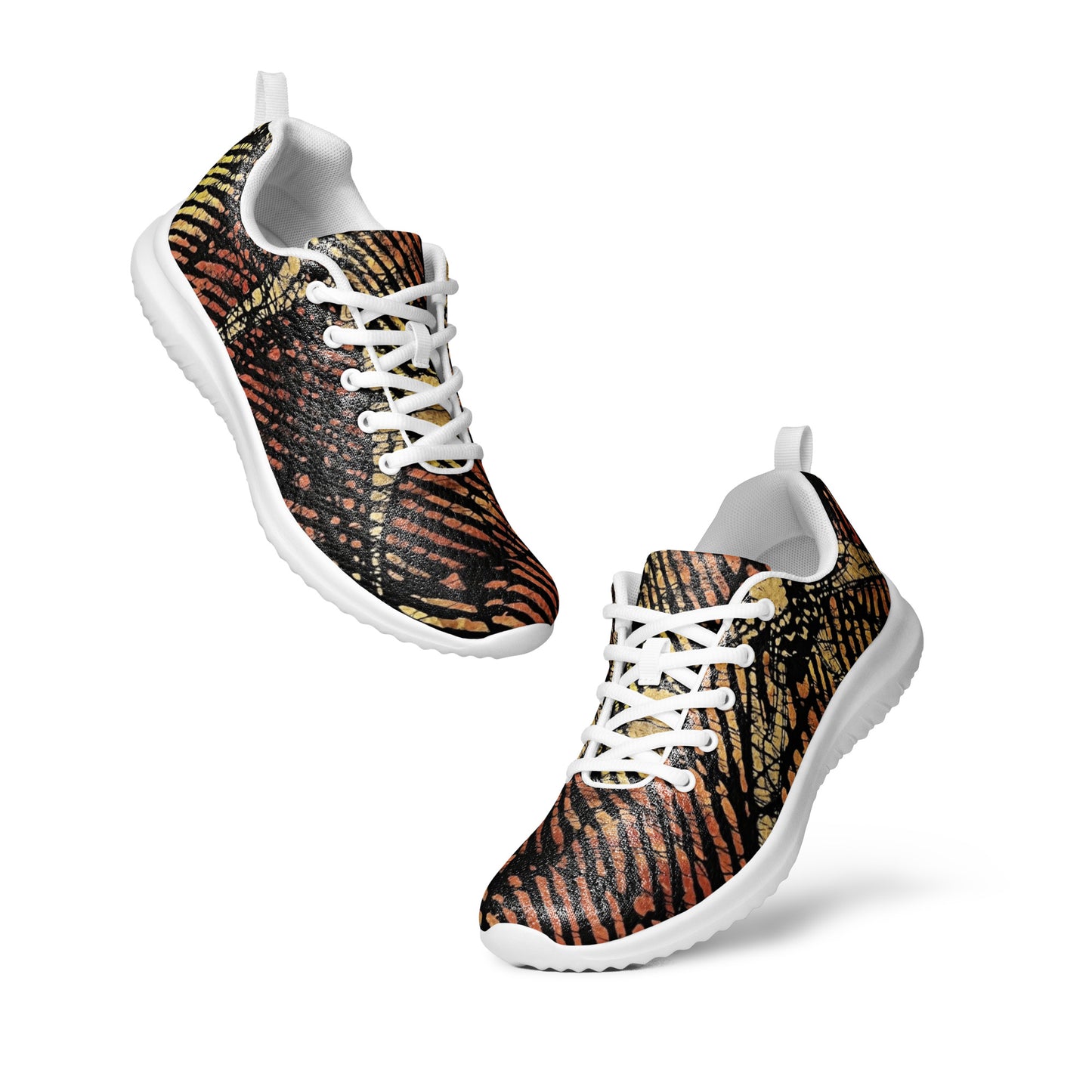 Yellow Orange Aztec Ankara Men’s athletic shoes