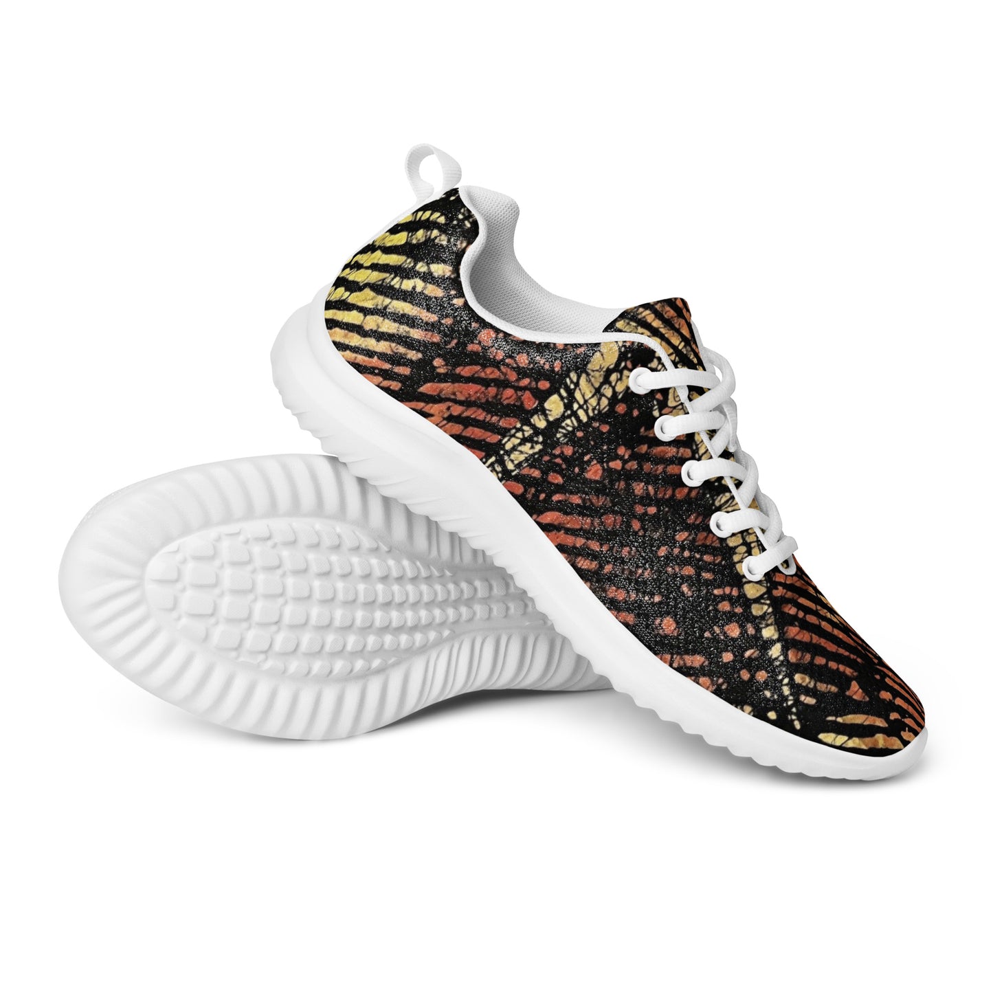 Yellow Orange Aztec Ankara Men’s athletic shoes