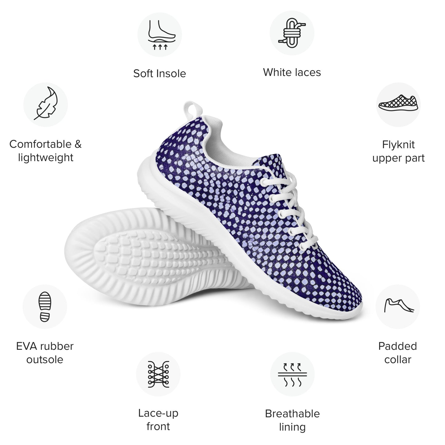 Purple White Dots Men’s athletic shoes