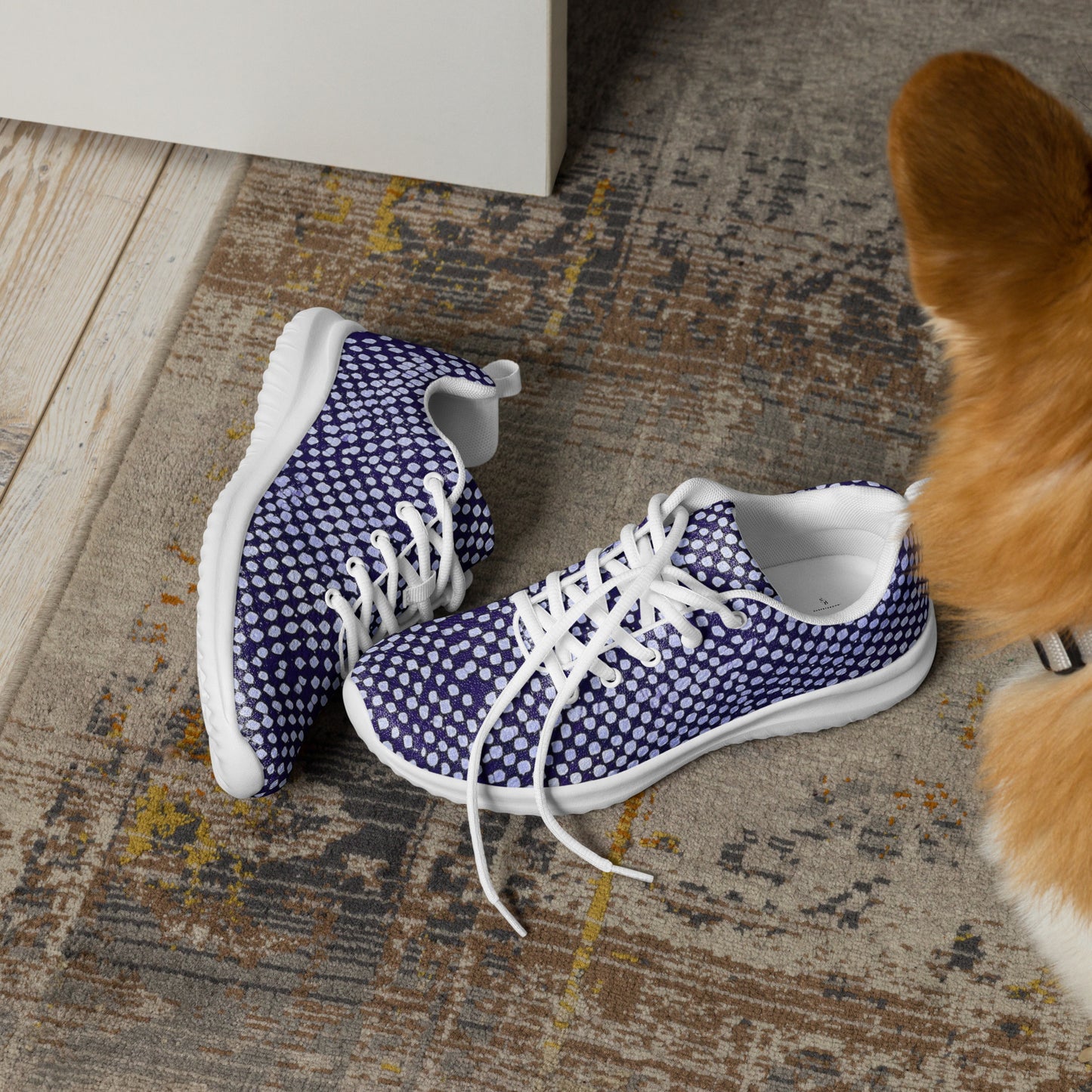 Purple White Dots Men’s athletic shoes