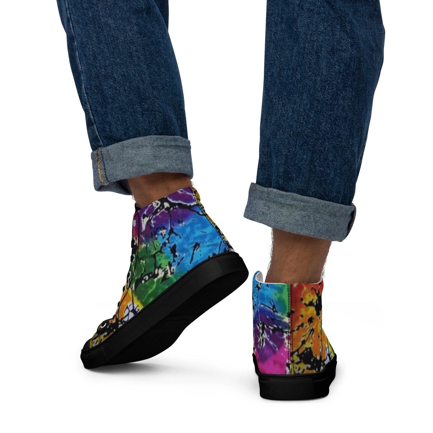 Multicolour Adire Ankara Men’s high top canvas shoes