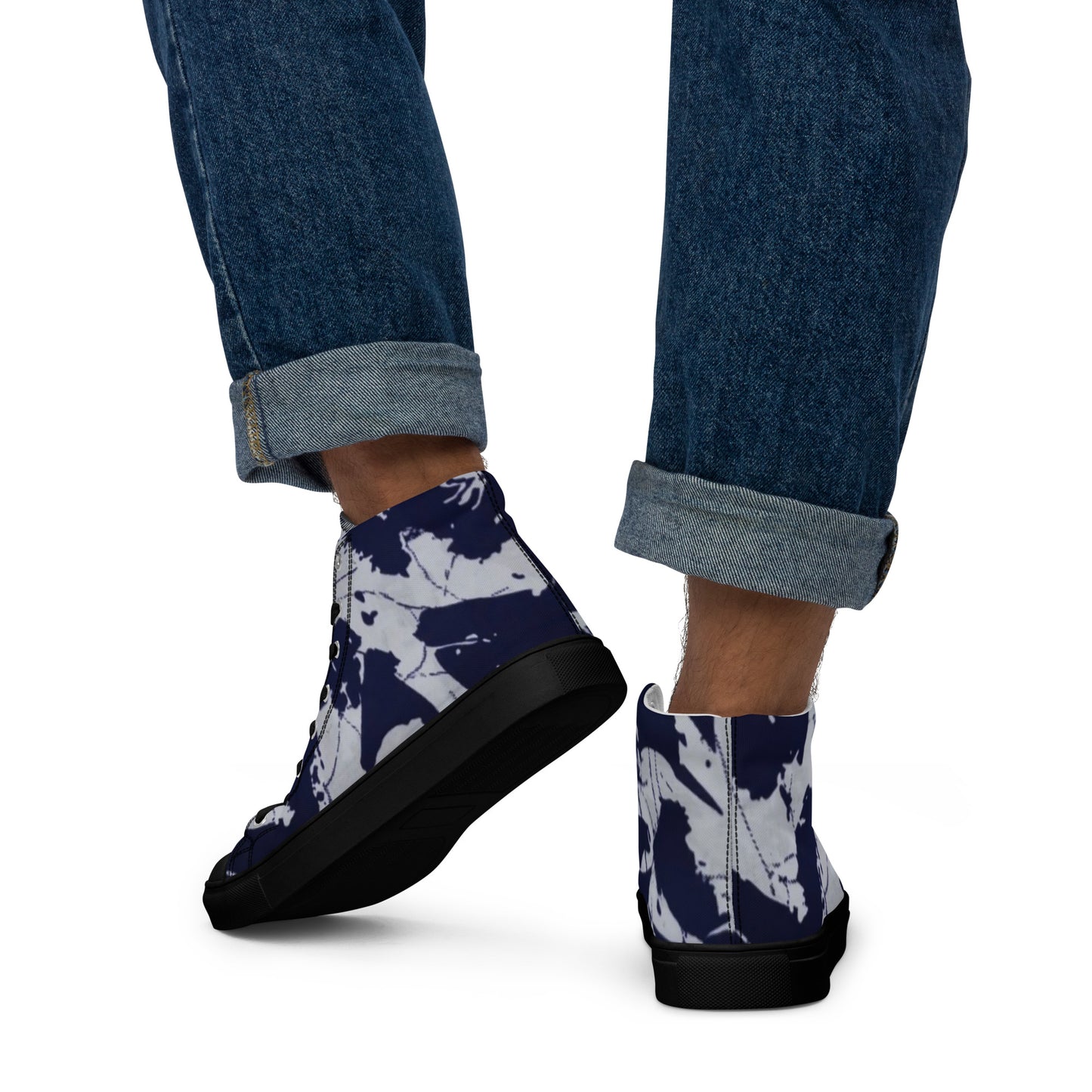 Indigo Adire Men’s high top canvas shoes