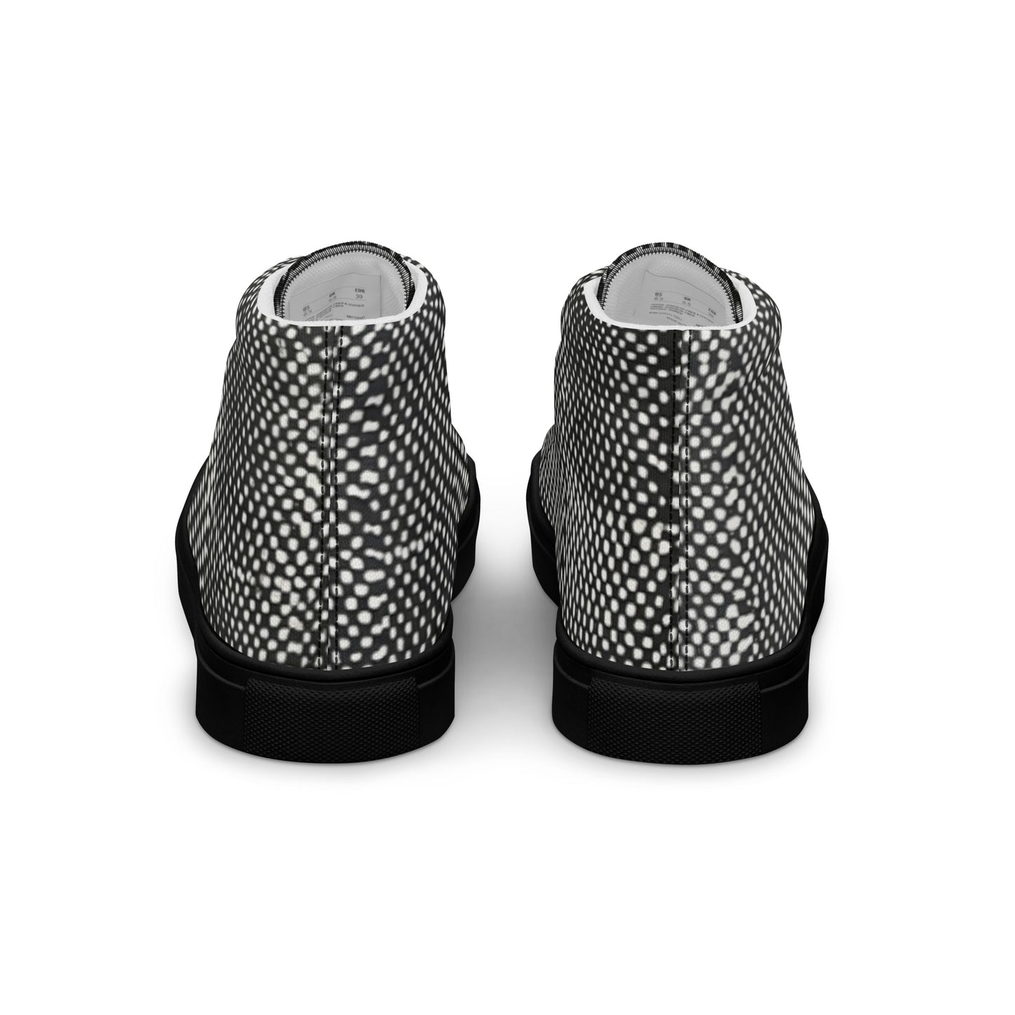 Black White Polka Dots Adire Men’s high top canvas shoes