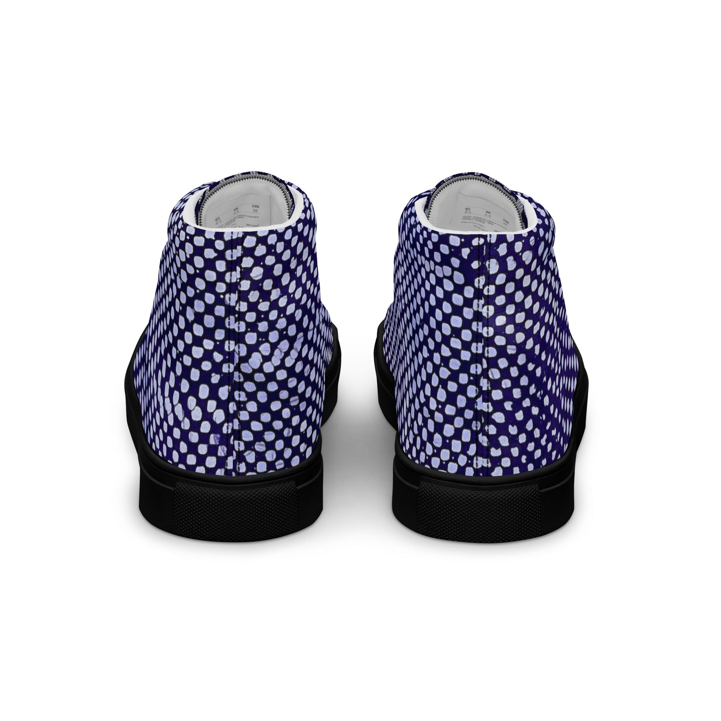 Purple & White Polka Dots Adire Men’s high top canvas shoes