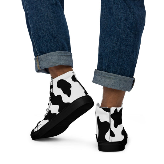 Cow Print Men’s high top canvas shoes