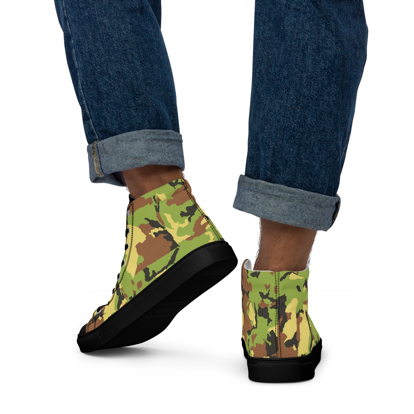 Green Camo Men’s high top canvas shoes