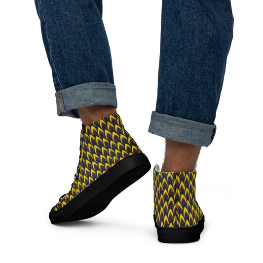 Yellow Flame Men’s high top canvas shoes