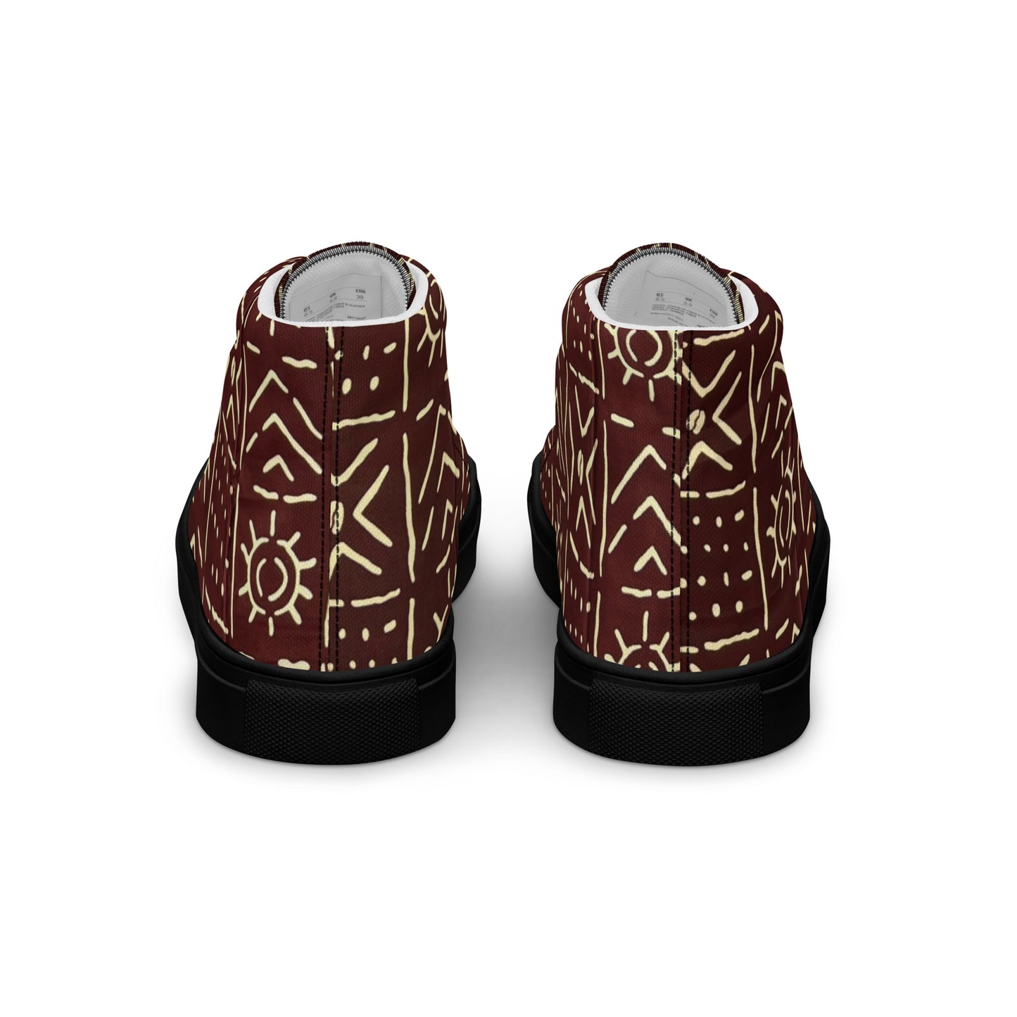 Brown African Print Men’s high top canvas shoes