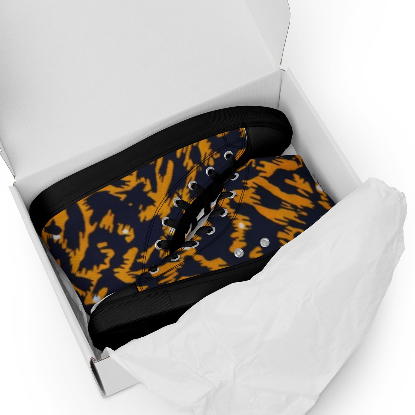 Yellow Leopard Ankara Men’s high top canvas shoes