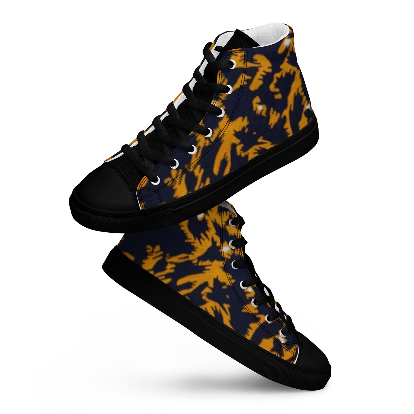 Yellow Leopard Ankara Men’s high top canvas shoes