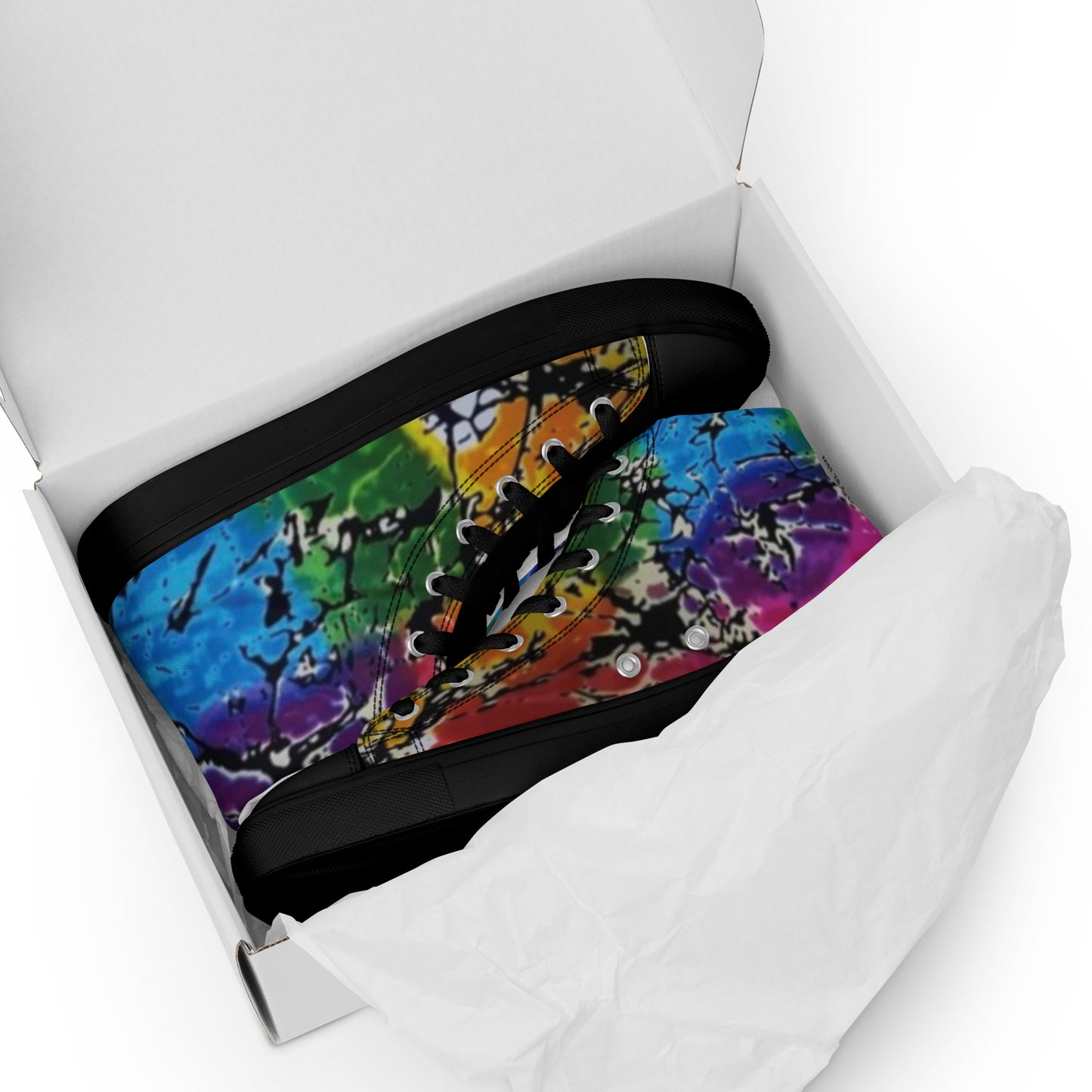 Multicolour Adire Ankara Men’s high top canvas shoes