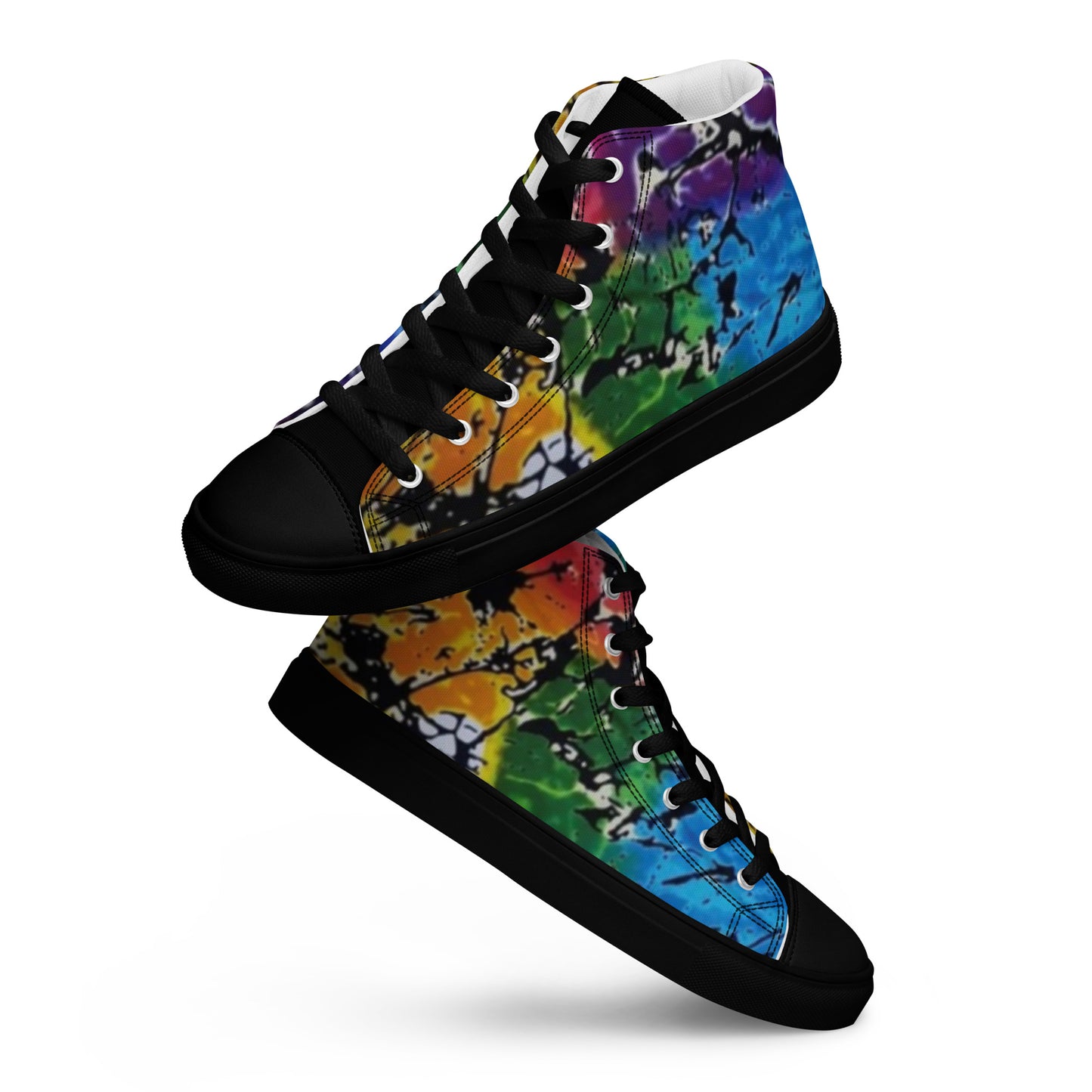 Multicolour Adire Ankara Men’s high top canvas shoes