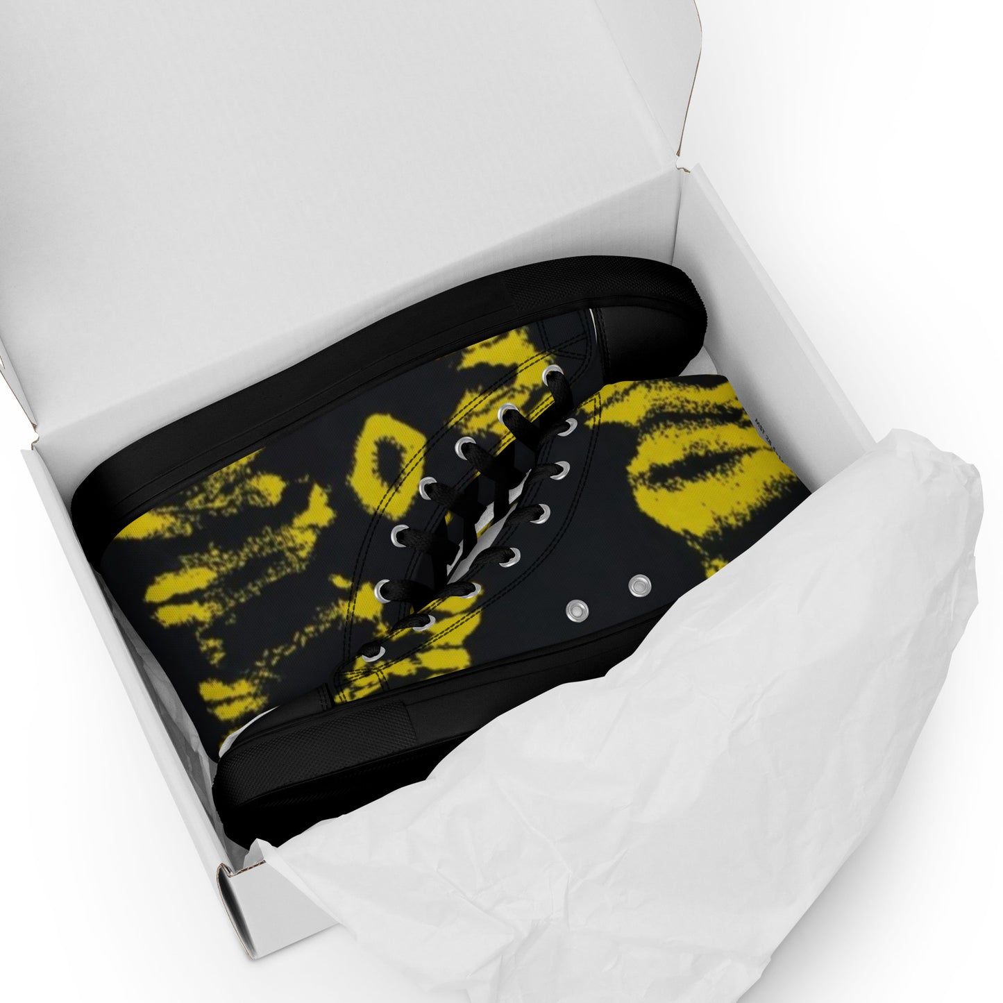 Yellow Adire Ankara Men’s high top canvas shoes